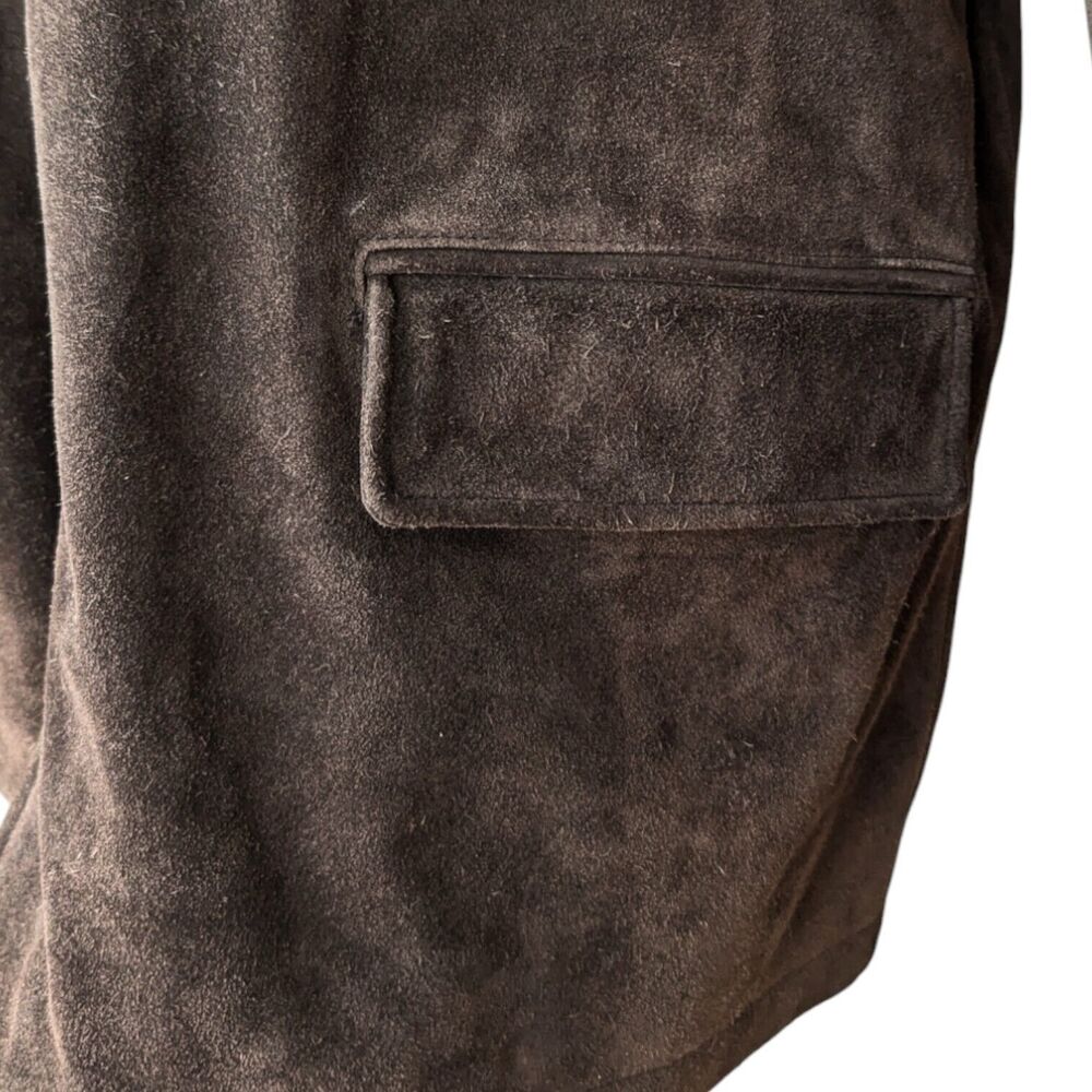 Banana Republic Sz XL Men's Vintage Brown Suede Leather Jacket Shacket Lined EUC - Picture 5 of 15